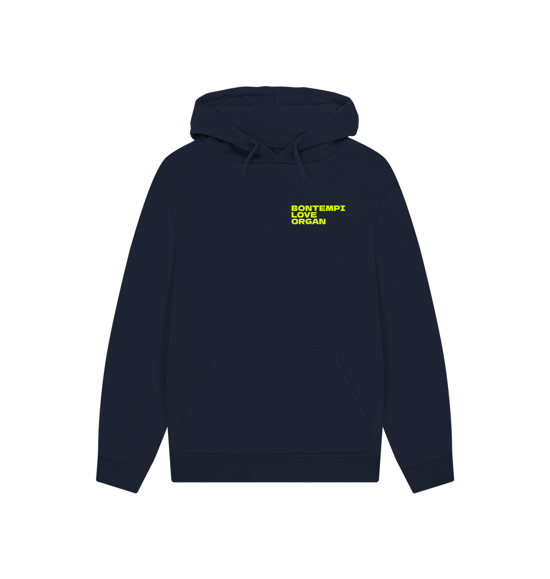 Navy Bontempi Love Organ Unisex Hoodie with pocket logo