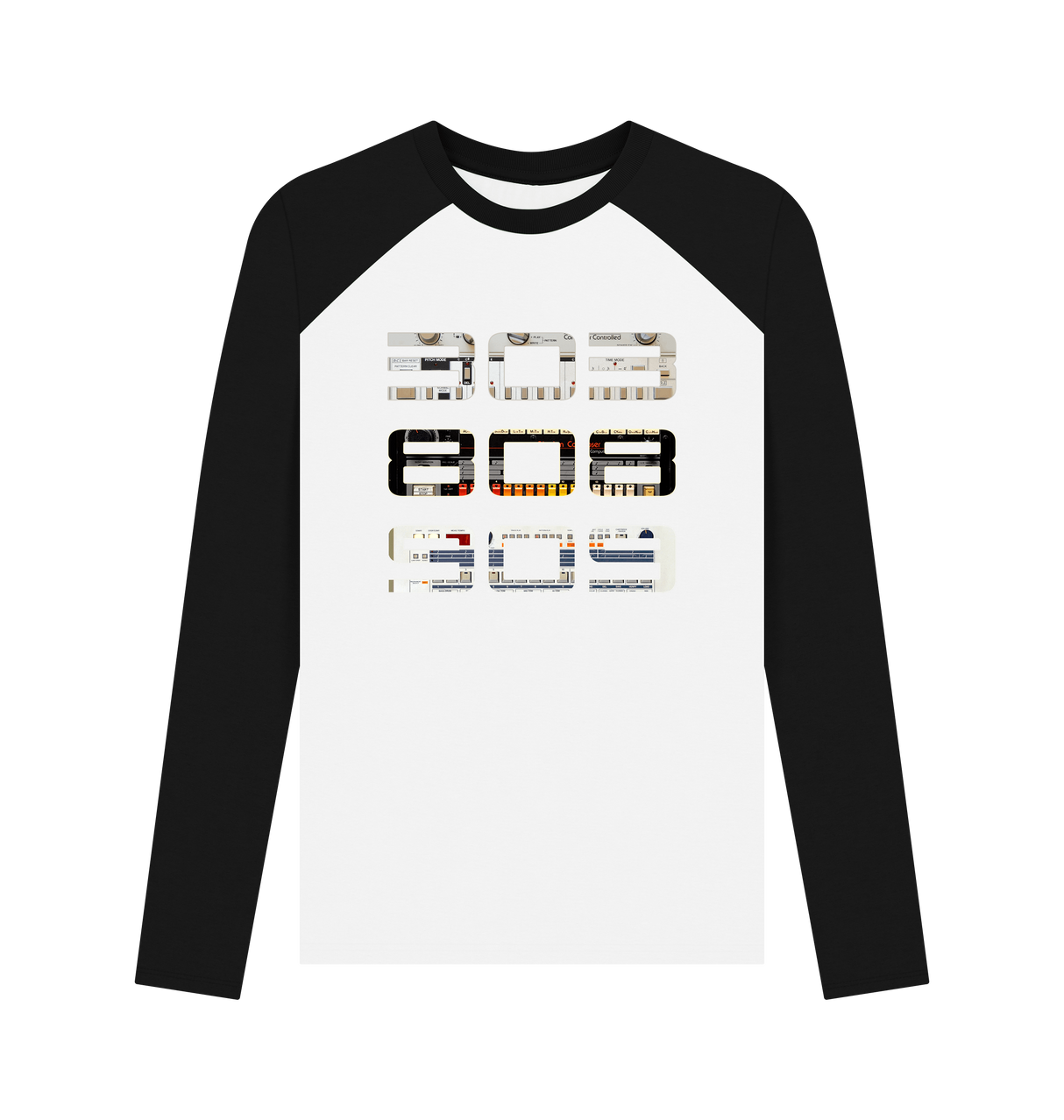 Black-White Printed Baseball T-shirt Front