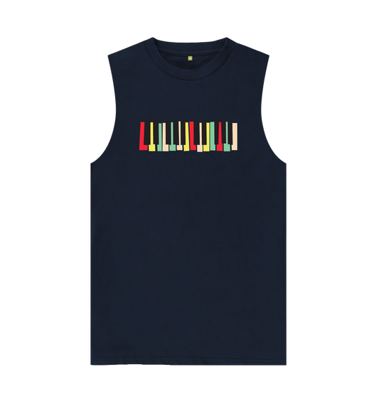 Navy Blue Colourful Keyboard Mens Vest