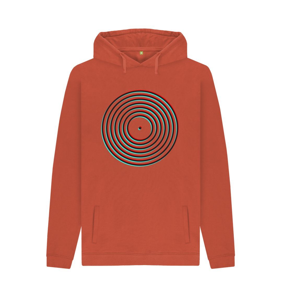 Rust Mens Vinyl Record Outline Hoodie