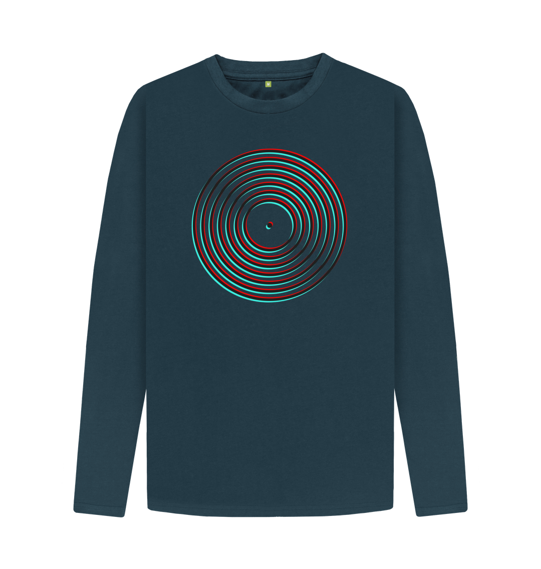 Denim Blue Vinyl Outline Mens Long Sleeve T-Shirt
