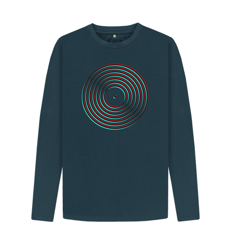 Denim Blue Vinyl Outline Mens Long Sleeve T-Shirt