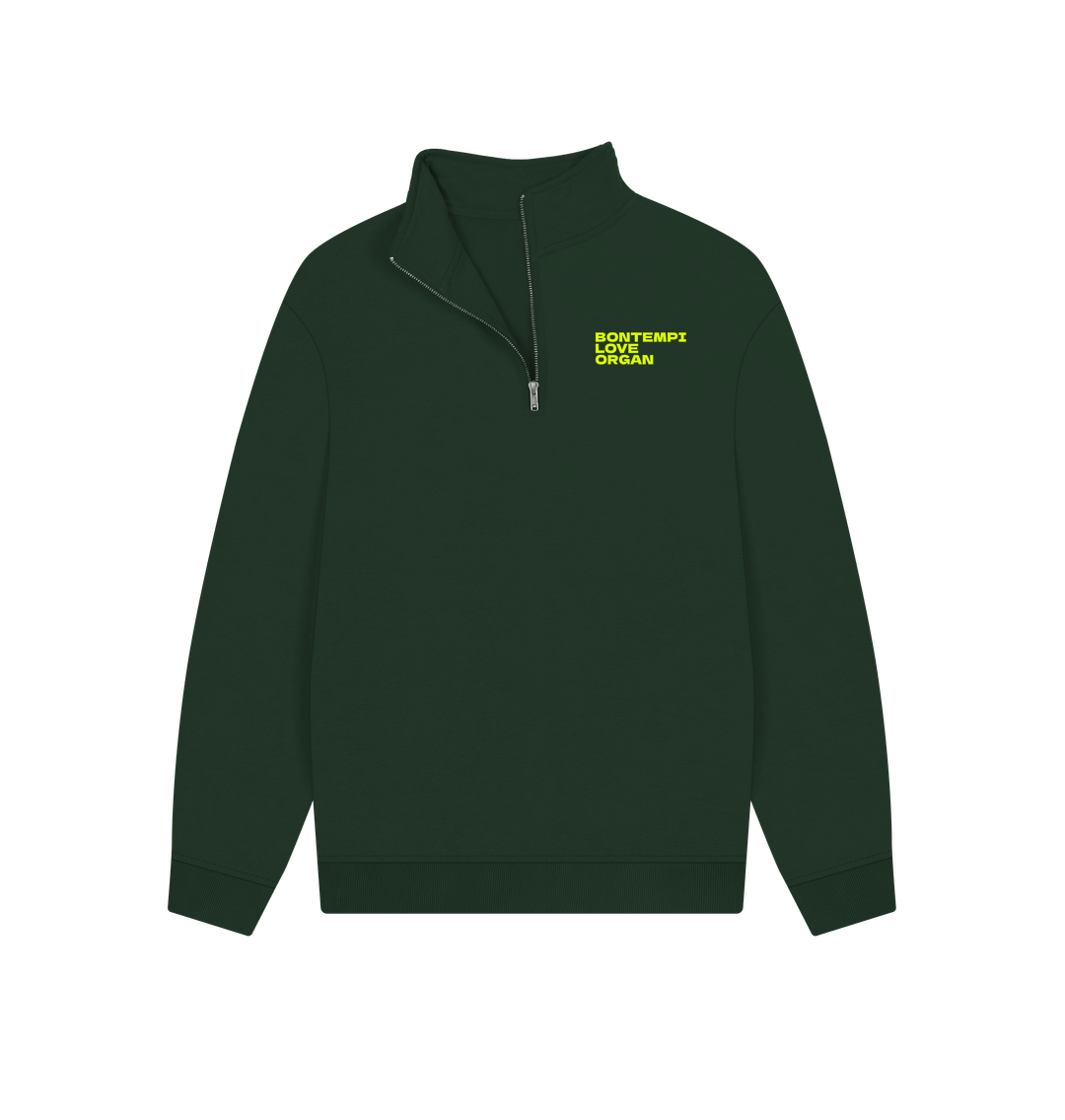 Evergreen Bontempi Love Organ Unisex Quarter Zip Sweatshirt with pocket logo