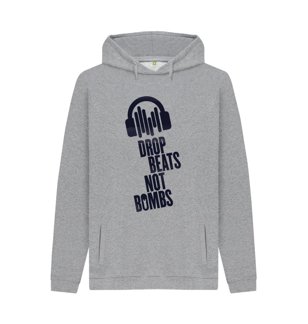 Light Heather Drop Beats Not Bombs Sound Shirts Navy Logo Mens Hoodie