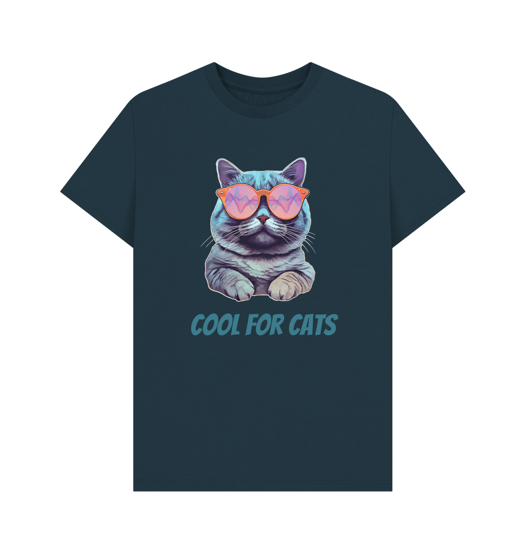 Denim Blue \"Cool For Cats\" Graphic Mens T-Shirt