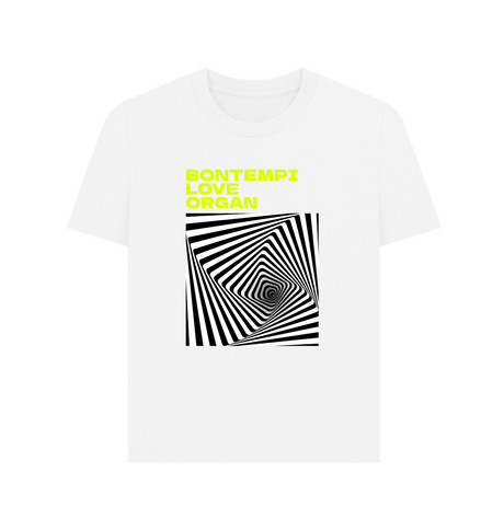 White Bontempi Love Organ Green & Black Graphic Womens T-Shirt