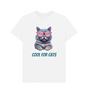 White \"Cool For Cats\" Graphic Mens T-Shirt