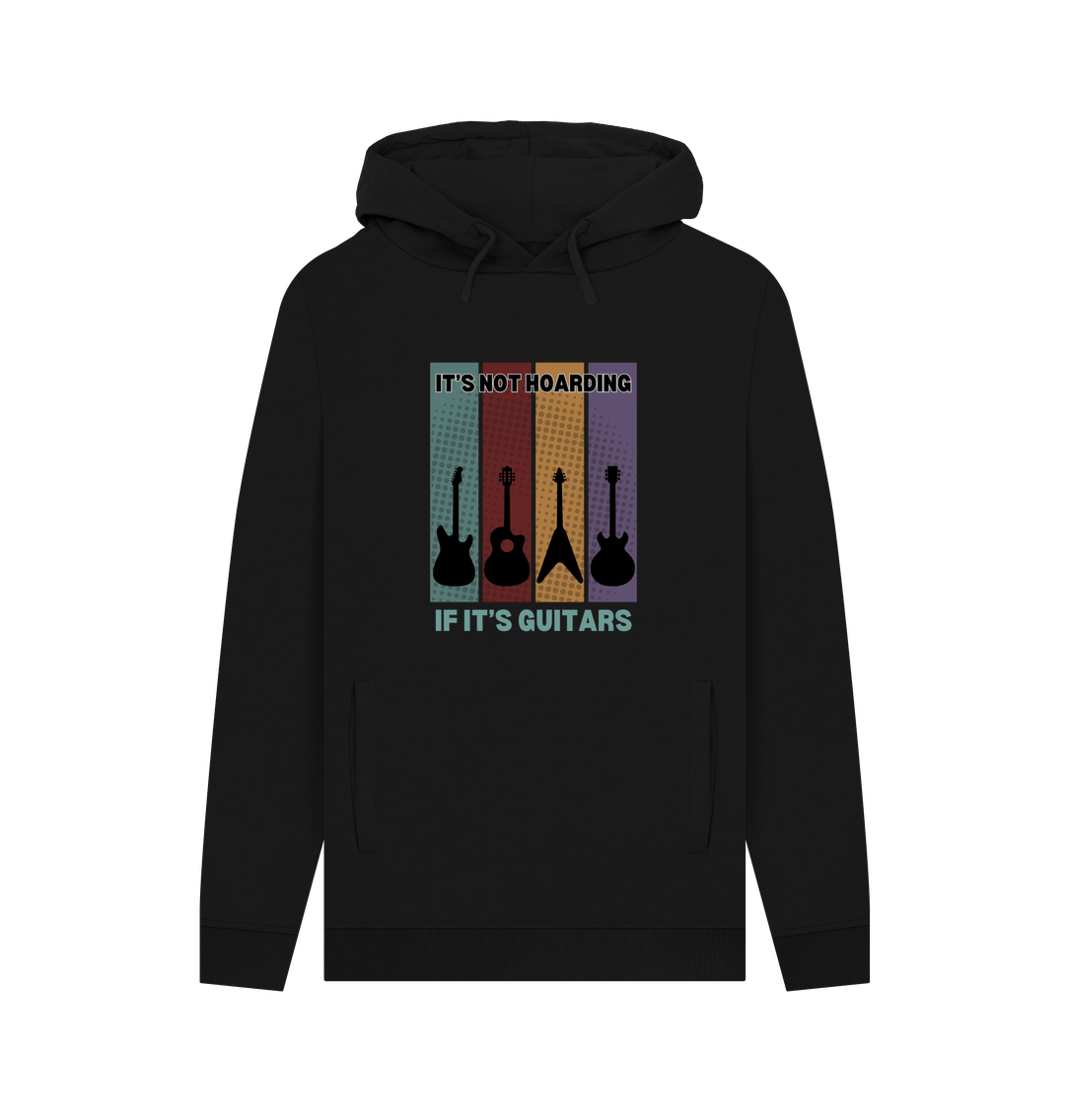 Black \"It's Not Hoarding If It's Guitars\" Guitarist Mens Hoodie