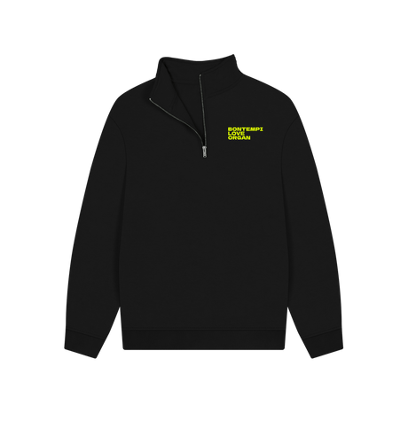 Black Bontempi Love Organ Unisex Quarter Zip Sweatshirt with pocket logo