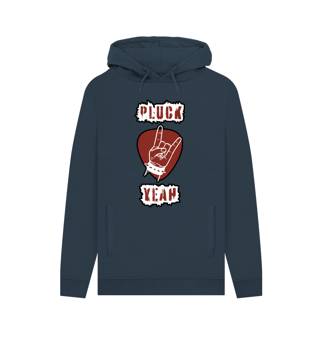 Navy \"Pluck Yeah\" Graphic Mens Guitar Rock Hoodie