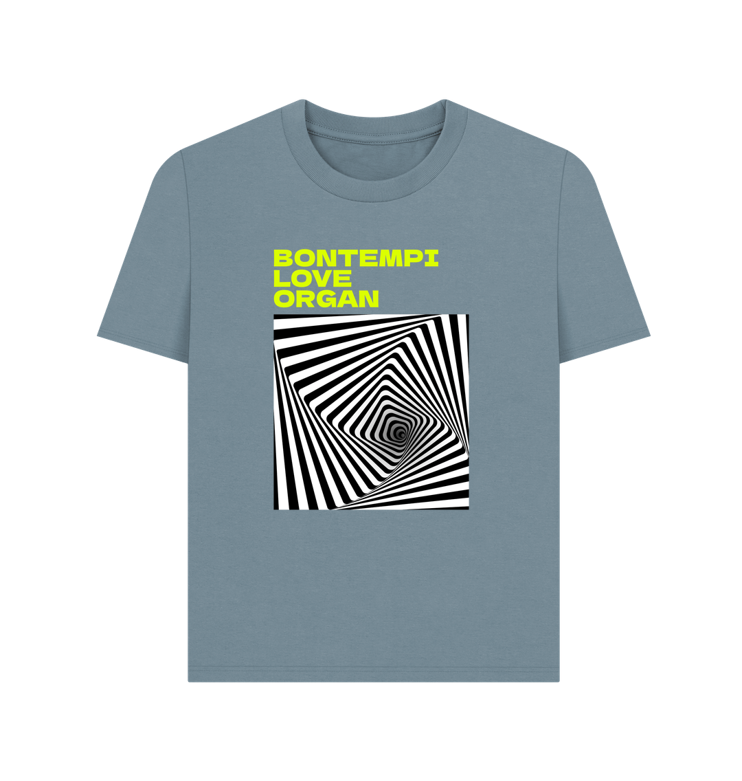 Stone Blue Bontempi Love Organ Green & Black Graphic Womens T-Shirt