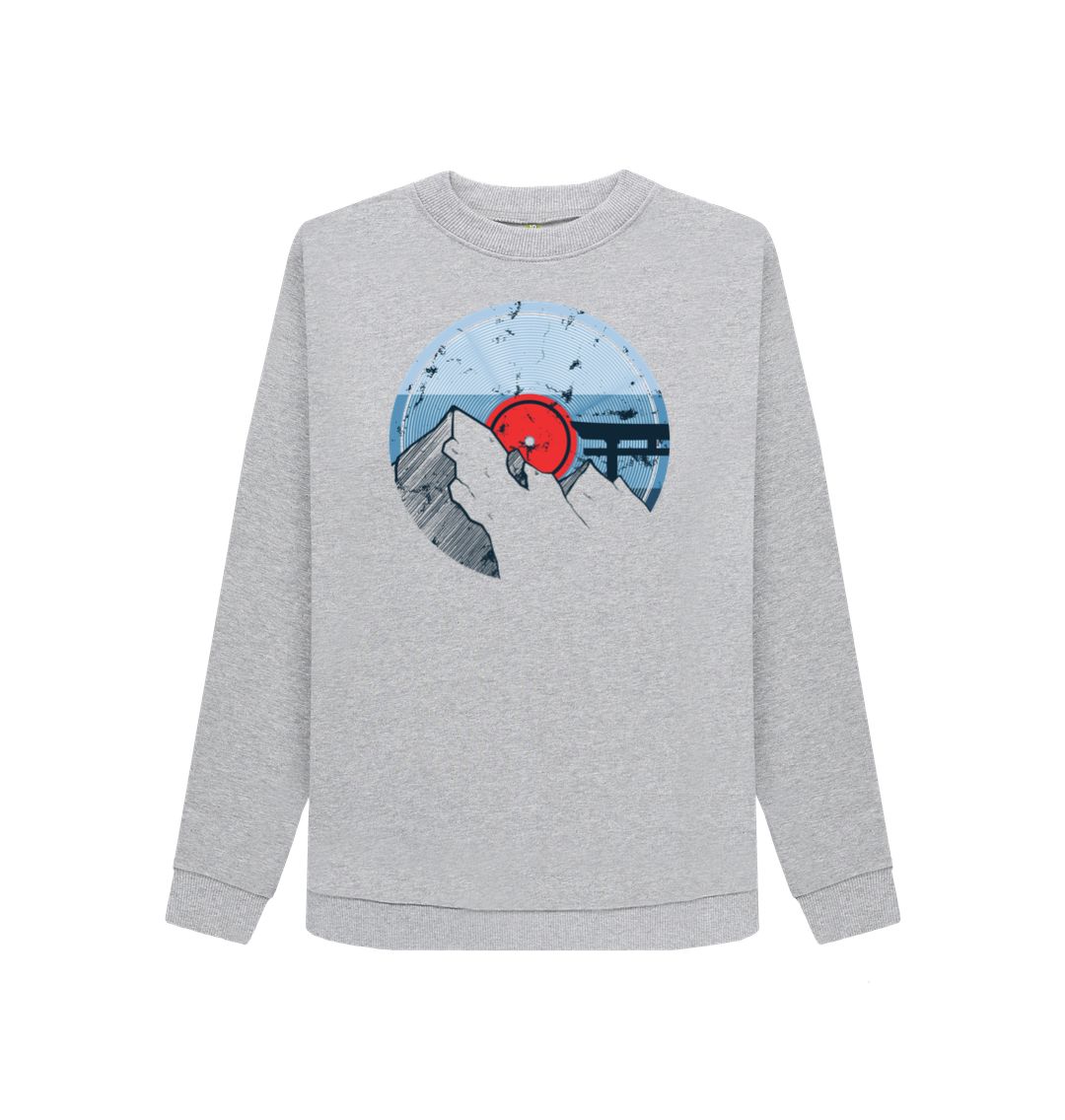 Light Heather Womens Vinyl Record Mountain Sweatshirt