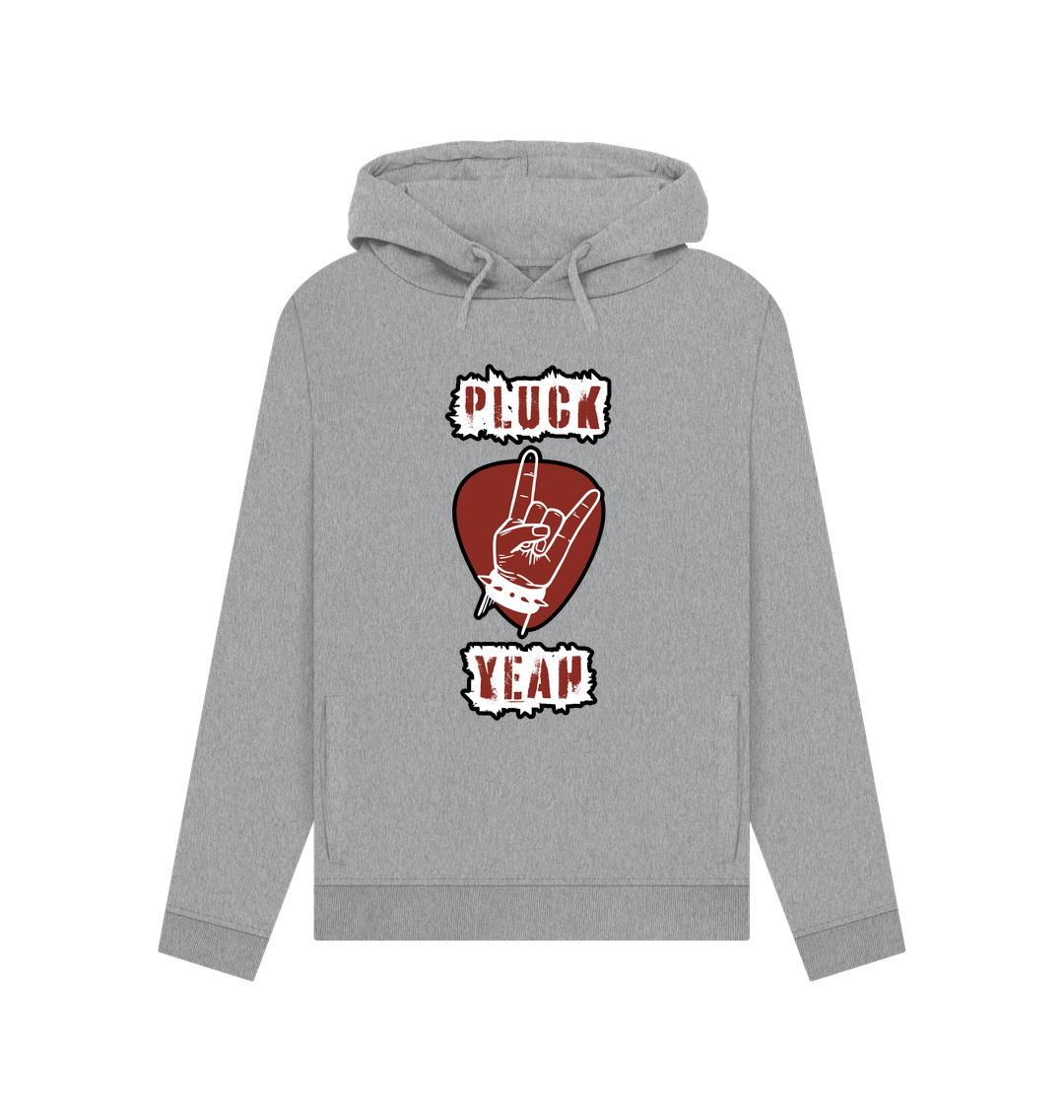 Light Heather \"Pluck Yeah\" Graphic Rock Guitar Womens Pullover Hoodie