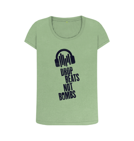 Sage \"Drop Beats Not Bombs\" Women's Scoop Neck T-Shirt