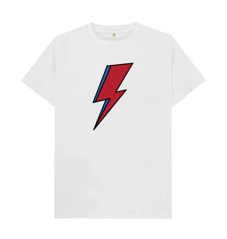 White David Bowie Lightning Bolt Mens T-Shirt