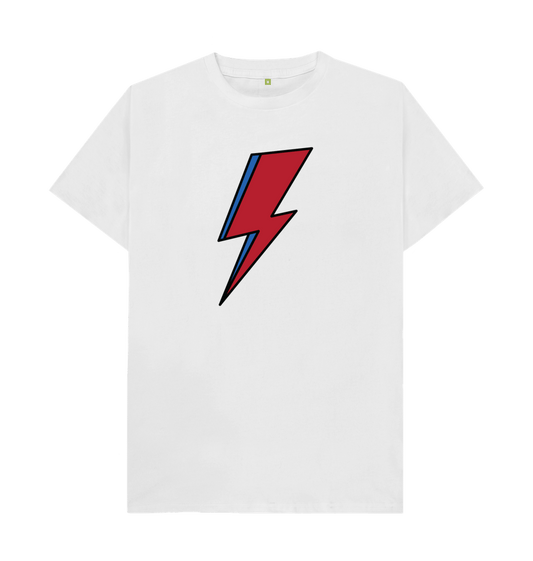 White David Bowie Lightning Bolt Mens T-Shirt