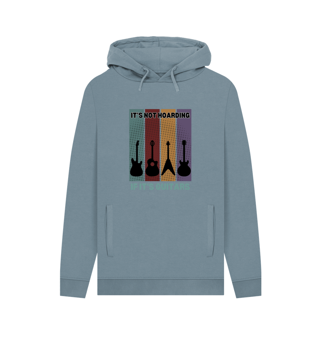 Stone Blue \"It's Not Hoarding If It's Guitars\" Guitarist Mens Hoodie