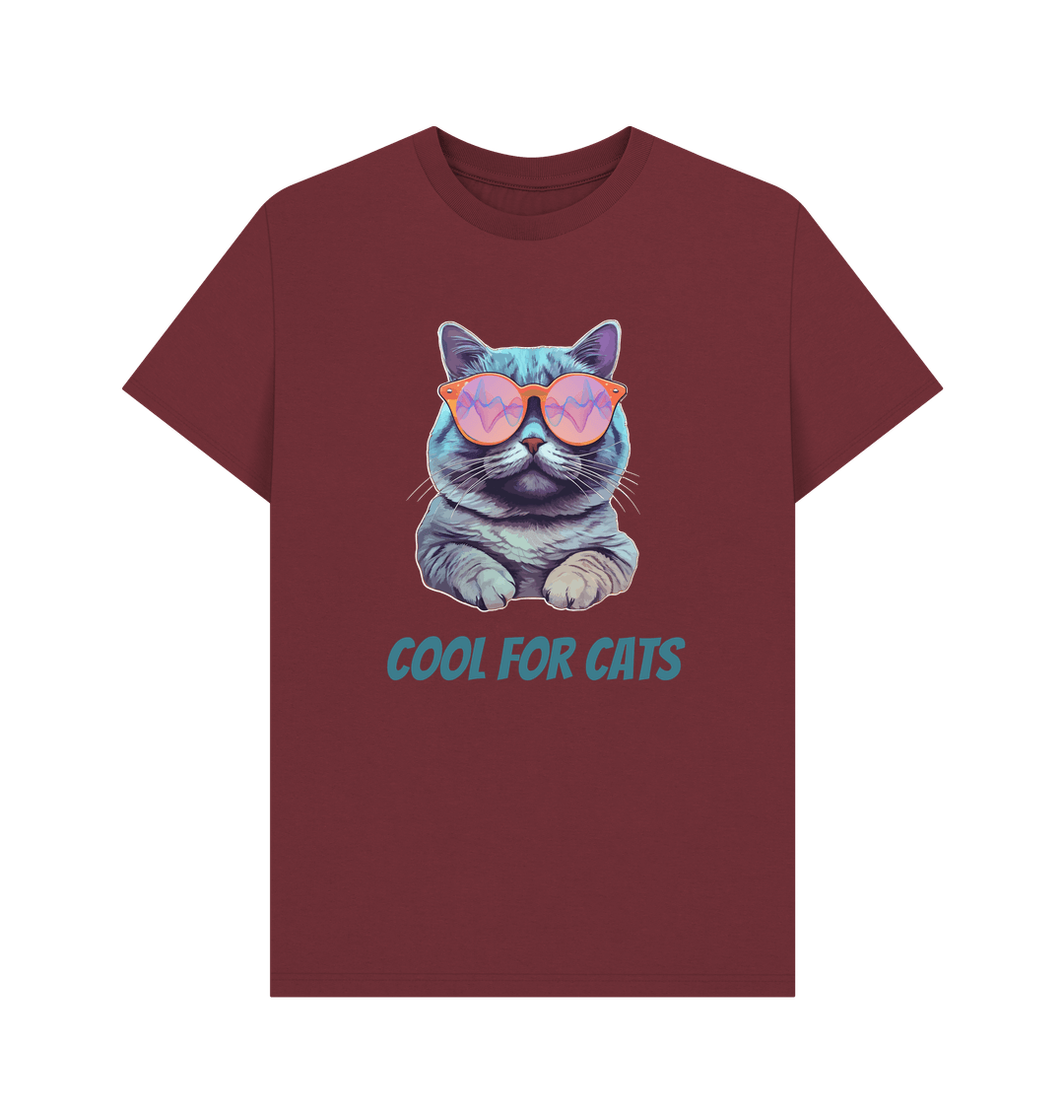 Red Wine \"Cool For Cats\" Graphic Mens T-Shirt