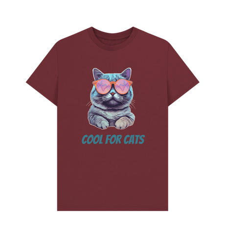 Red Wine \"Cool For Cats\" Graphic Mens T-Shirt