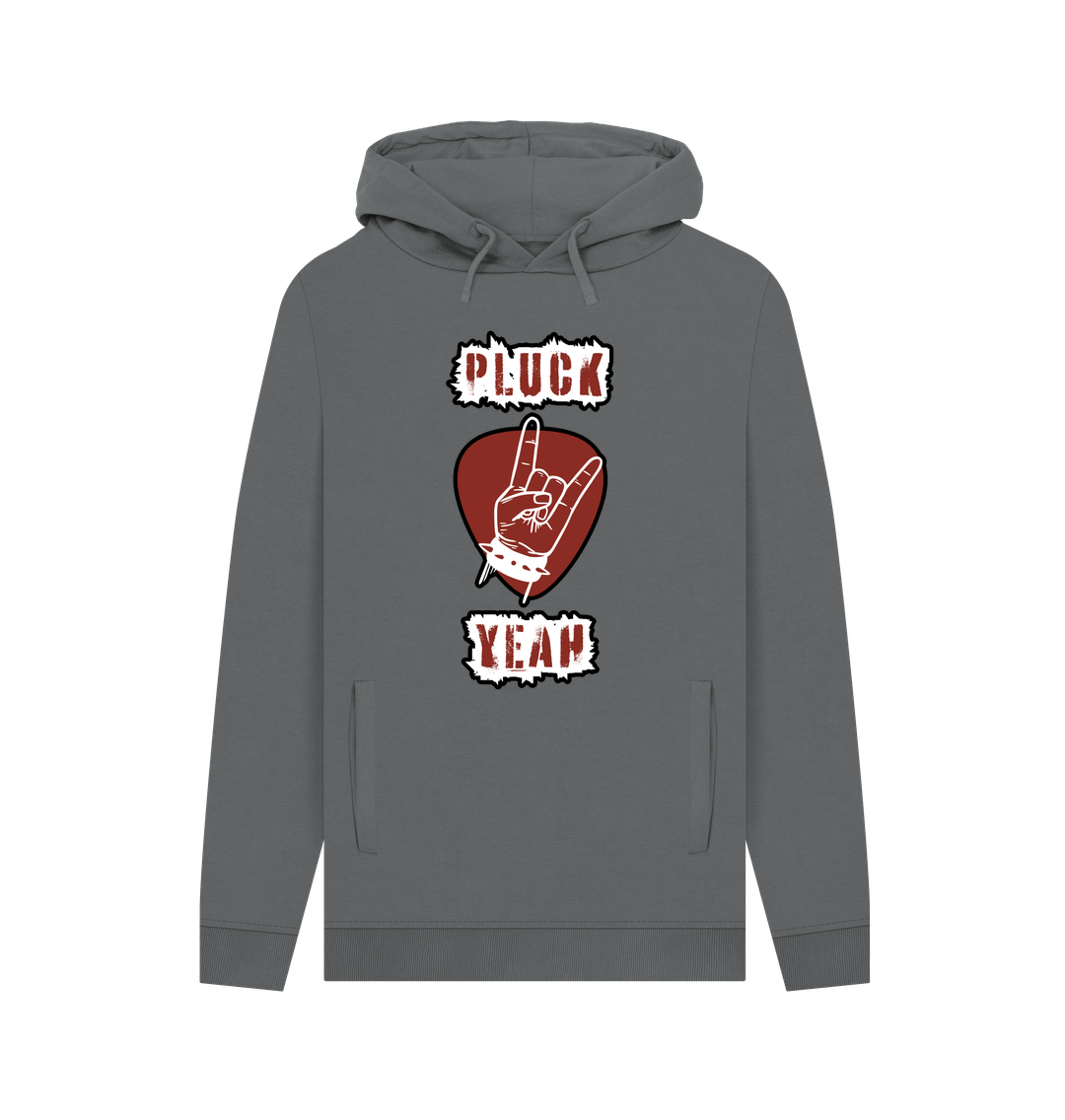 Slate Grey \"Pluck Yeah\" Graphic Mens Guitar Rock Hoodie