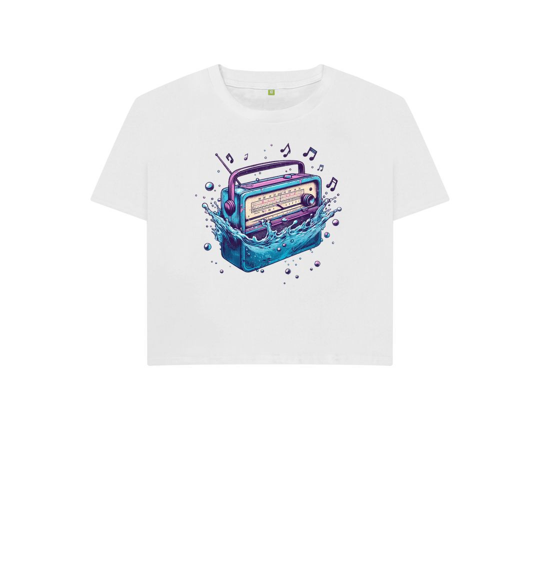 White Women's Sync Or Swim Boxy Fit T-Shirt