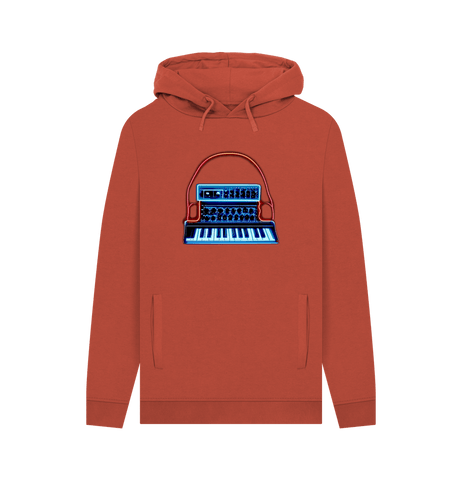 Rust Neon Moog Style Synth Mens Hoodie