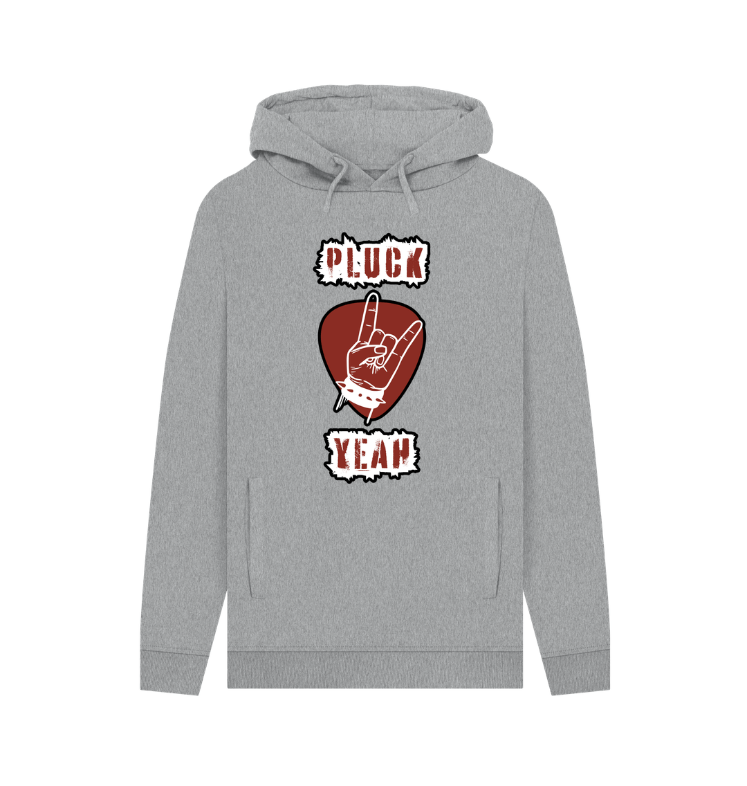 Light Heather \"Pluck Yeah\" Graphic Mens Guitar Rock Hoodie