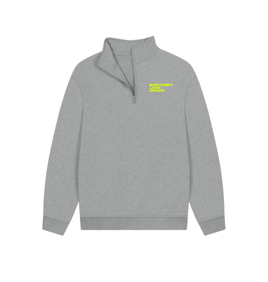 Athletic Grey Bontempi Love Organ Unisex Quarter Zip Sweatshirt with pocket logo