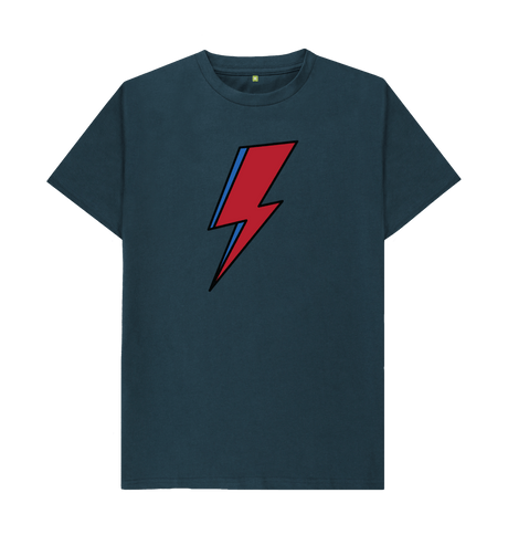 Denim Blue David Bowie Lightning Bolt Mens T-Shirt