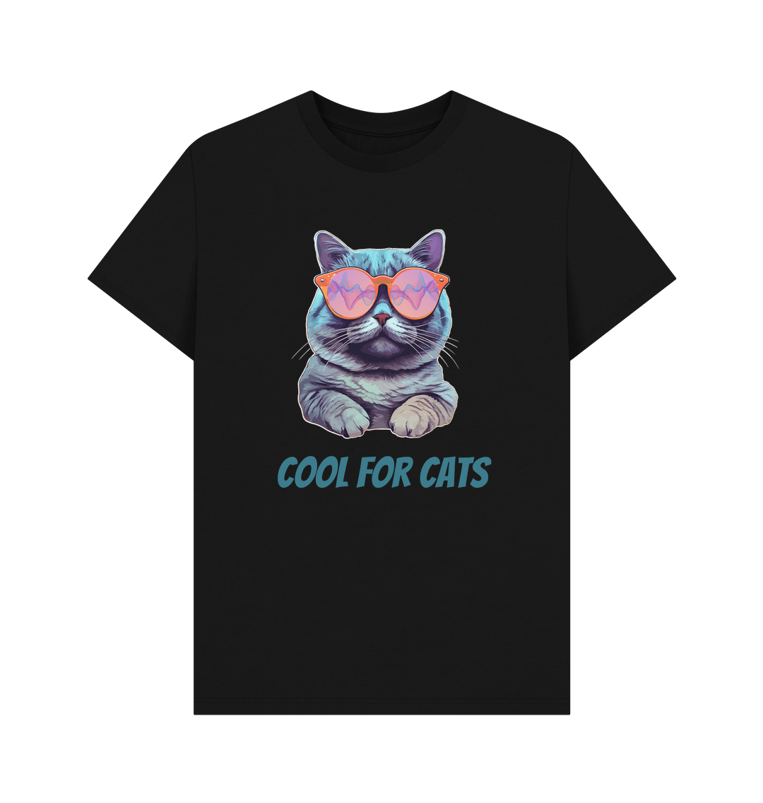 Black \"Cool For Cats\" Graphic Mens T-Shirt