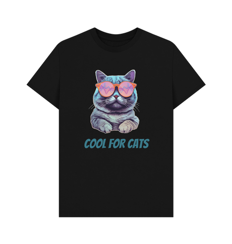 Black \"Cool For Cats\" Graphic Mens T-Shirt