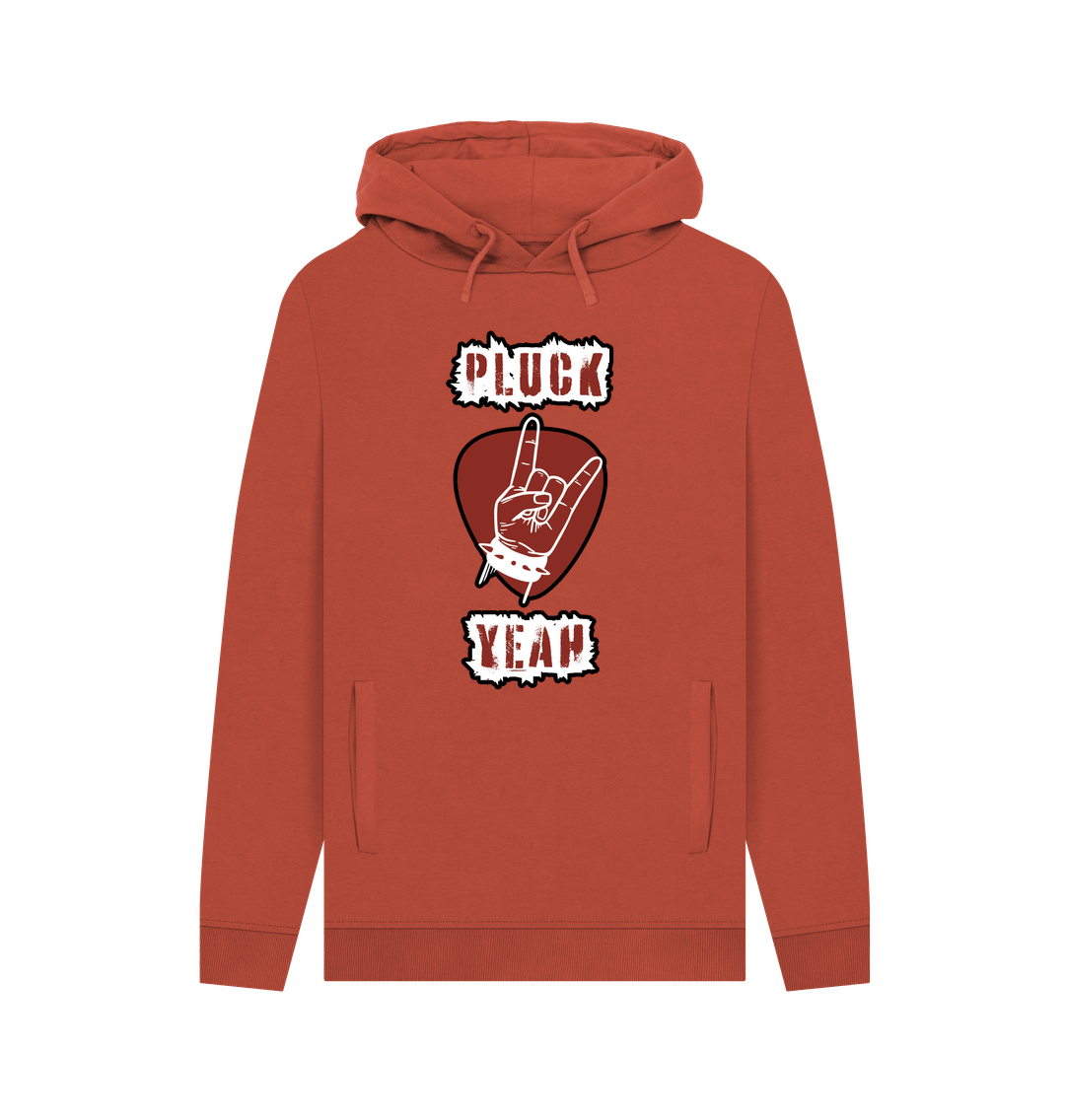 Rust \"Pluck Yeah\" Graphic Mens Guitar Rock Hoodie