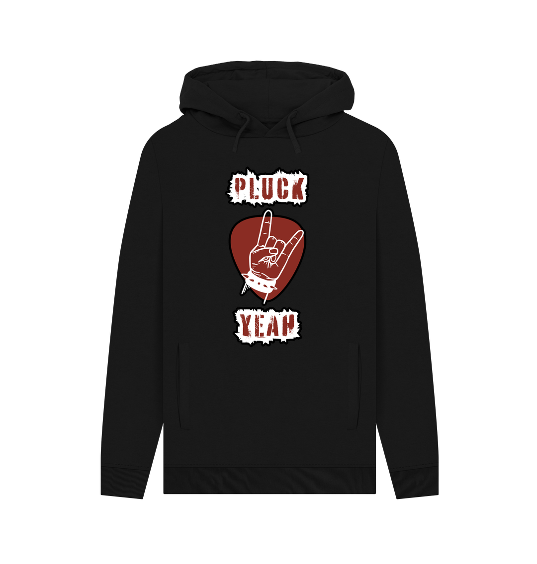 Black \"Pluck Yeah\" Graphic Mens Guitar Rock Hoodie