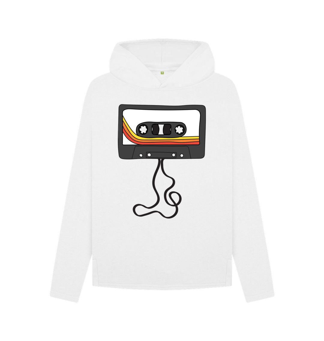 White Womens Unwound Cassette Graphic Hoodie