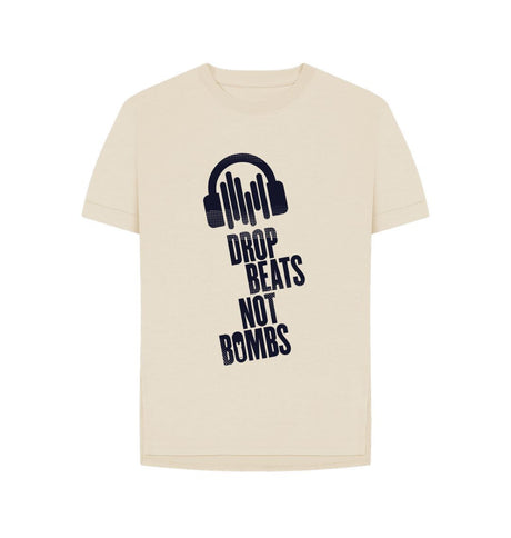 Oat Drop Beats Not Bombs Sound Shirts Navy Logo Relaxed Fit Womens T-Shirt