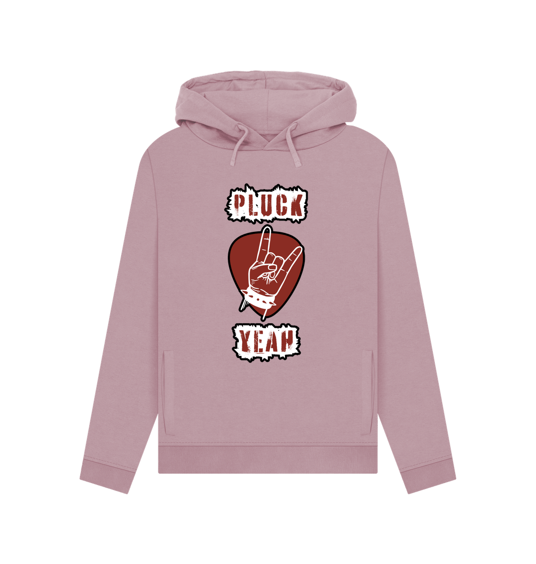 Mauve \"Pluck Yeah\" Graphic Rock Guitar Womens Pullover Hoodie