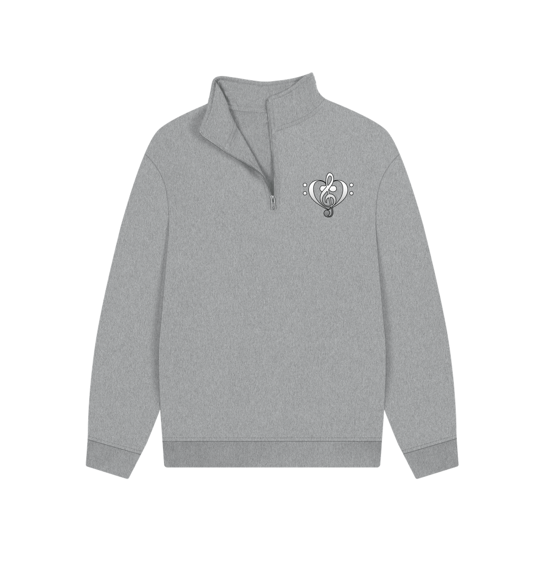 Athletic Grey Combined Clef Heart Symbol Graphic Unisex Quarter Zip Sweatshirt