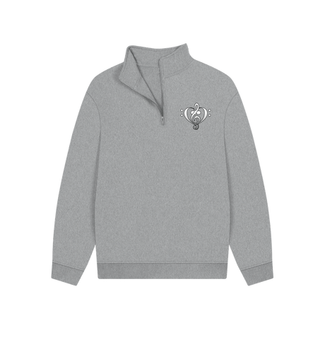 Athletic Grey Combined Clef Heart Symbol Graphic Unisex Quarter Zip Sweatshirt