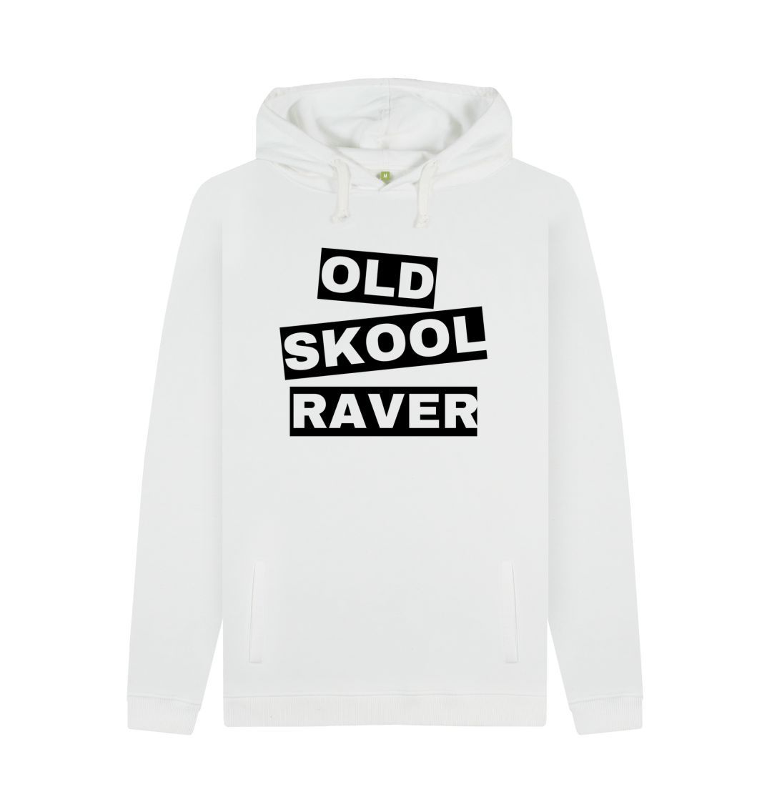 White Mens \"Old Skool Raver\" Hoodie