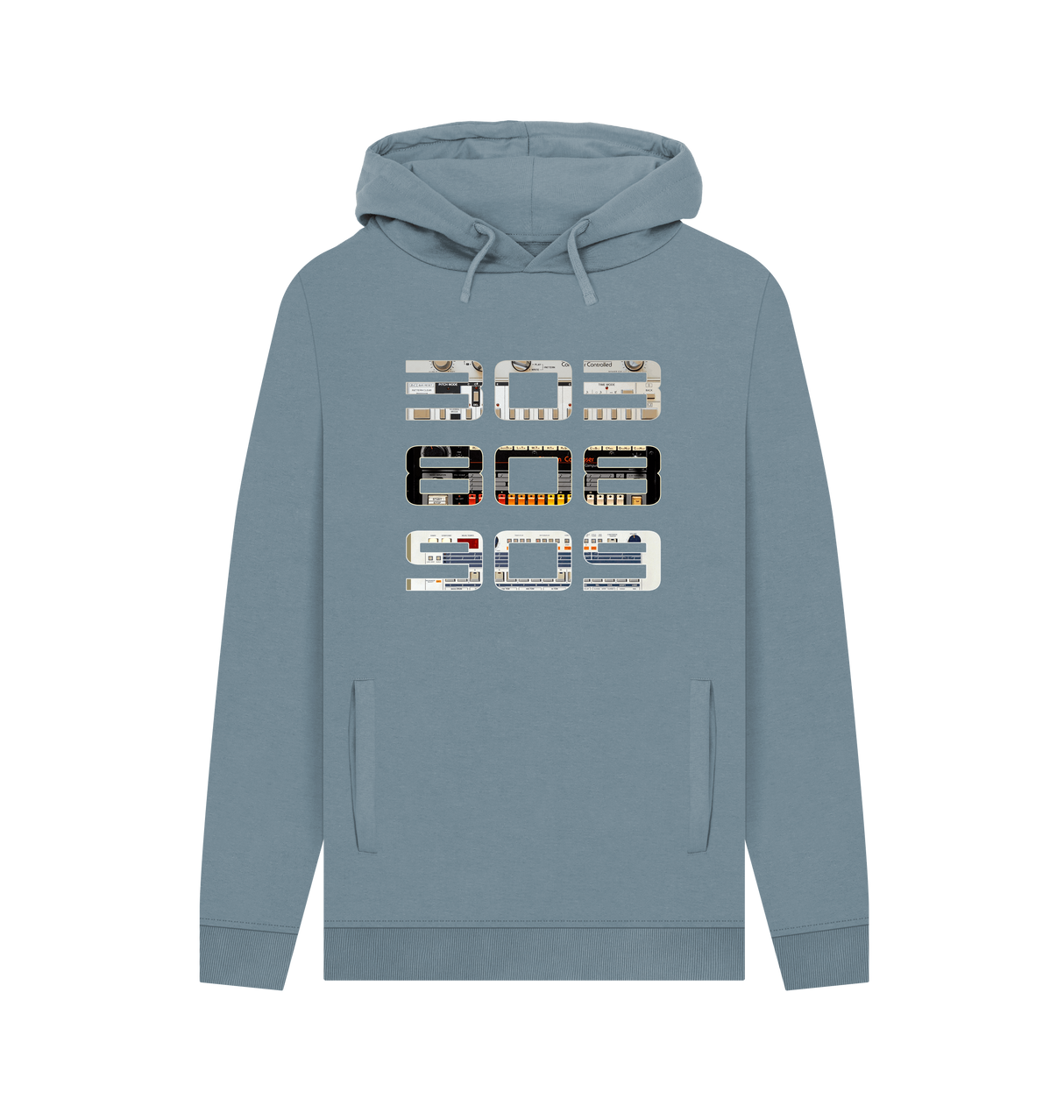 Stone Blue Printed Hoody Front