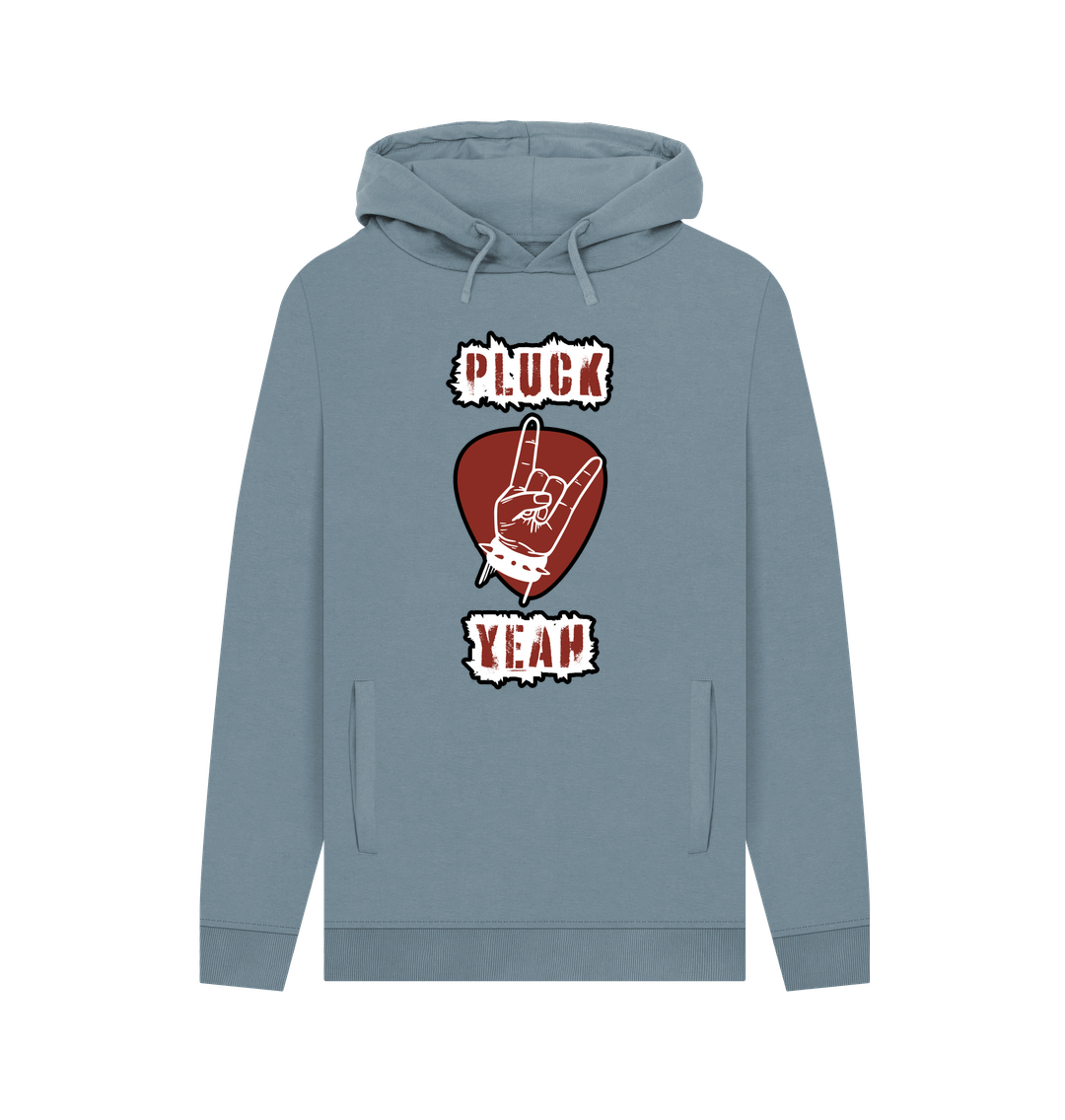 Stone Blue \"Pluck Yeah\" Graphic Mens Guitar Rock Hoodie