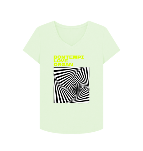 Pastel Green Bontempi Love Organ Green & Black Graphic Womens V-Neck T-Shirt