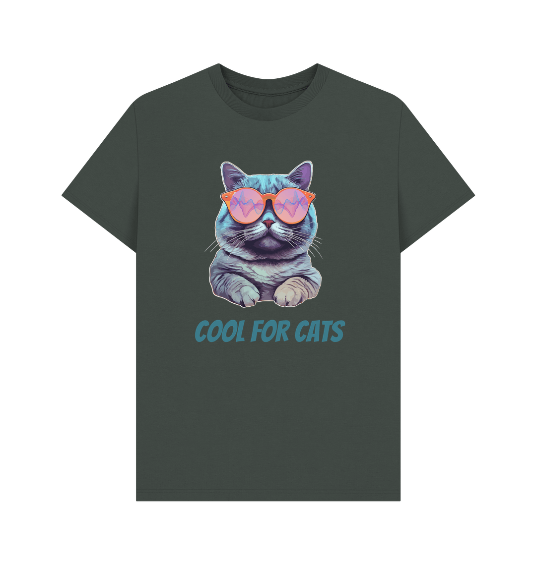 Dark Grey \"Cool For Cats\" Graphic Mens T-Shirt