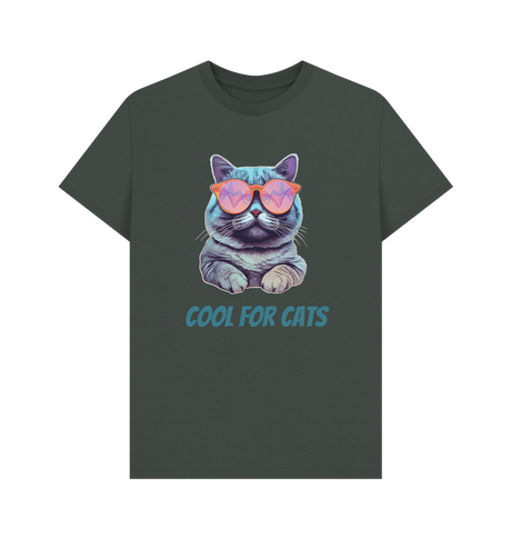 Dark Grey \"Cool For Cats\" Graphic Mens T-Shirt