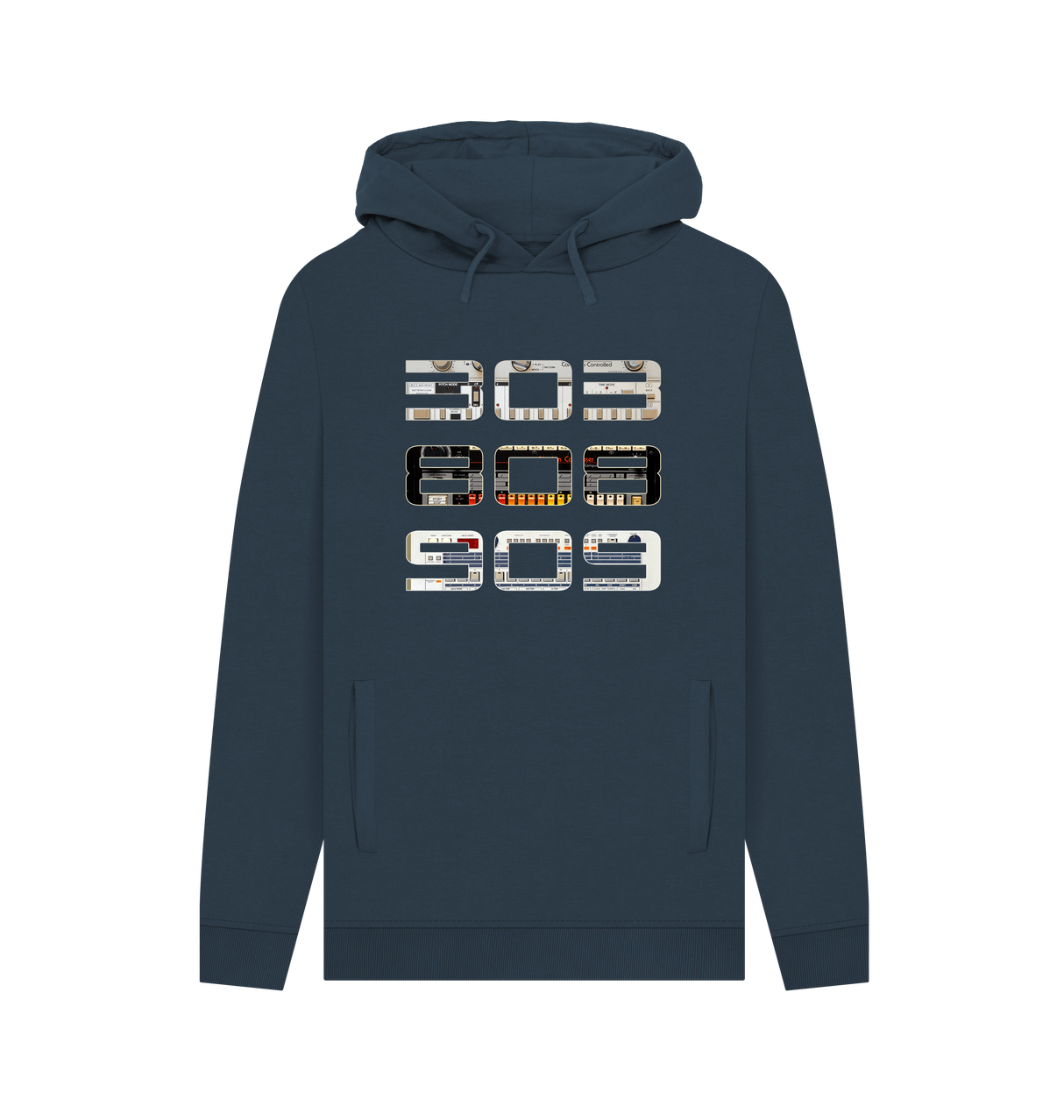 Navy Printed Hoody Front