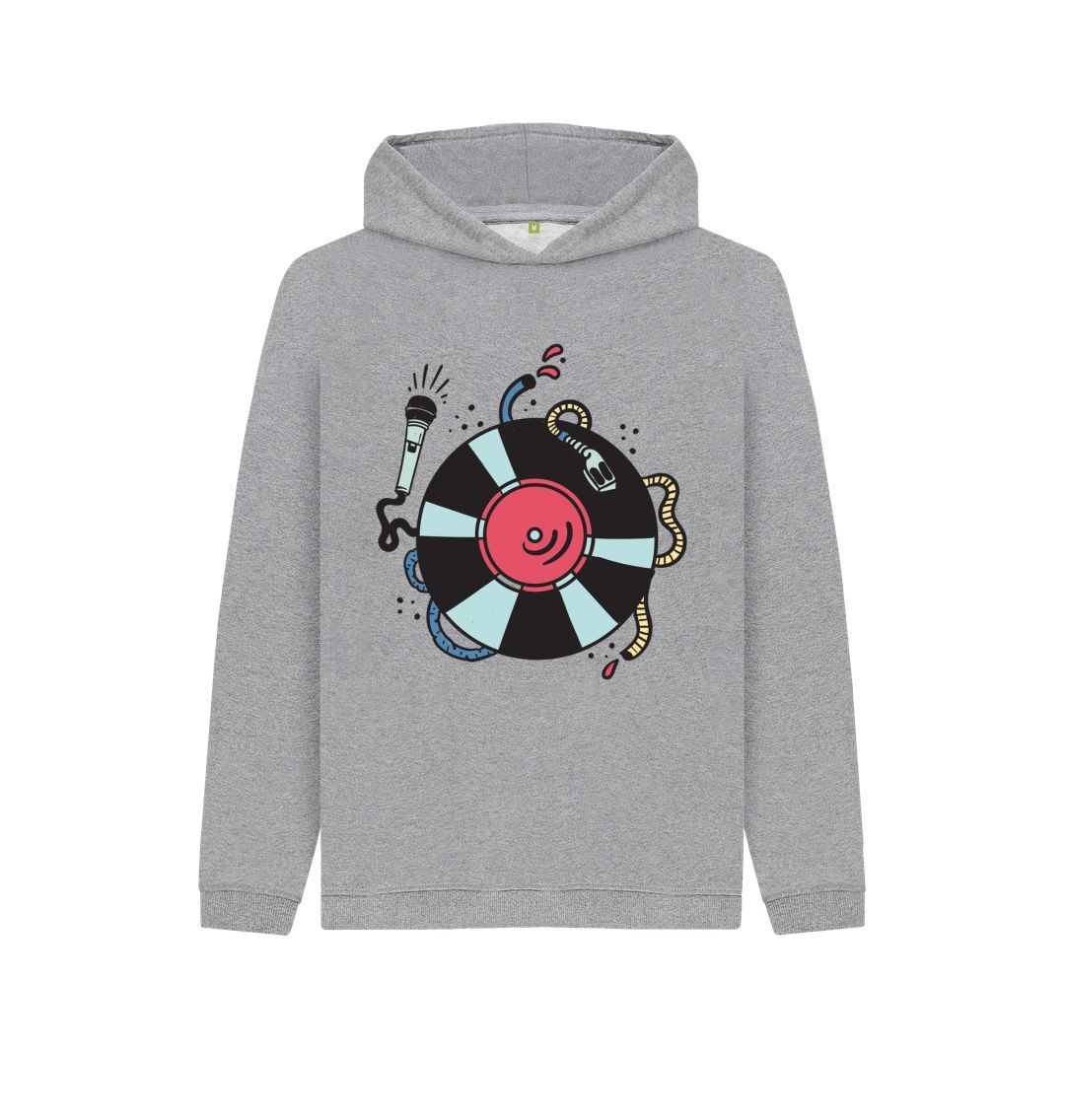 Athletic Grey Kids Cartoon DJ Hoodie