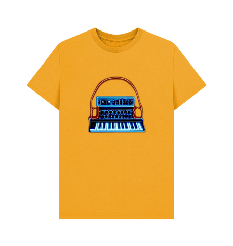Mustard Neon Moog Style Synth Mens T-Shirt