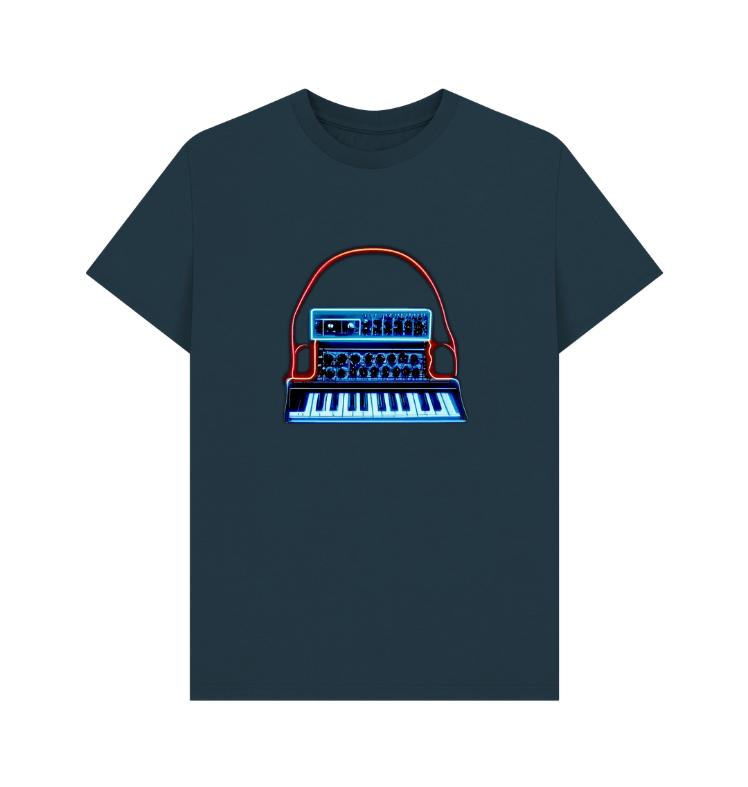 Denim Blue Neon Moog Style Synth Mens T-Shirt