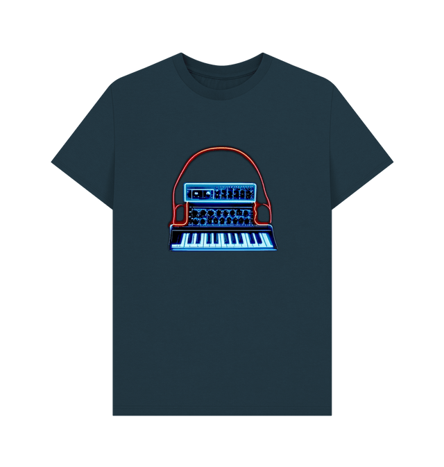 Denim Blue Neon Moog Style Synth Mens T-Shirt
