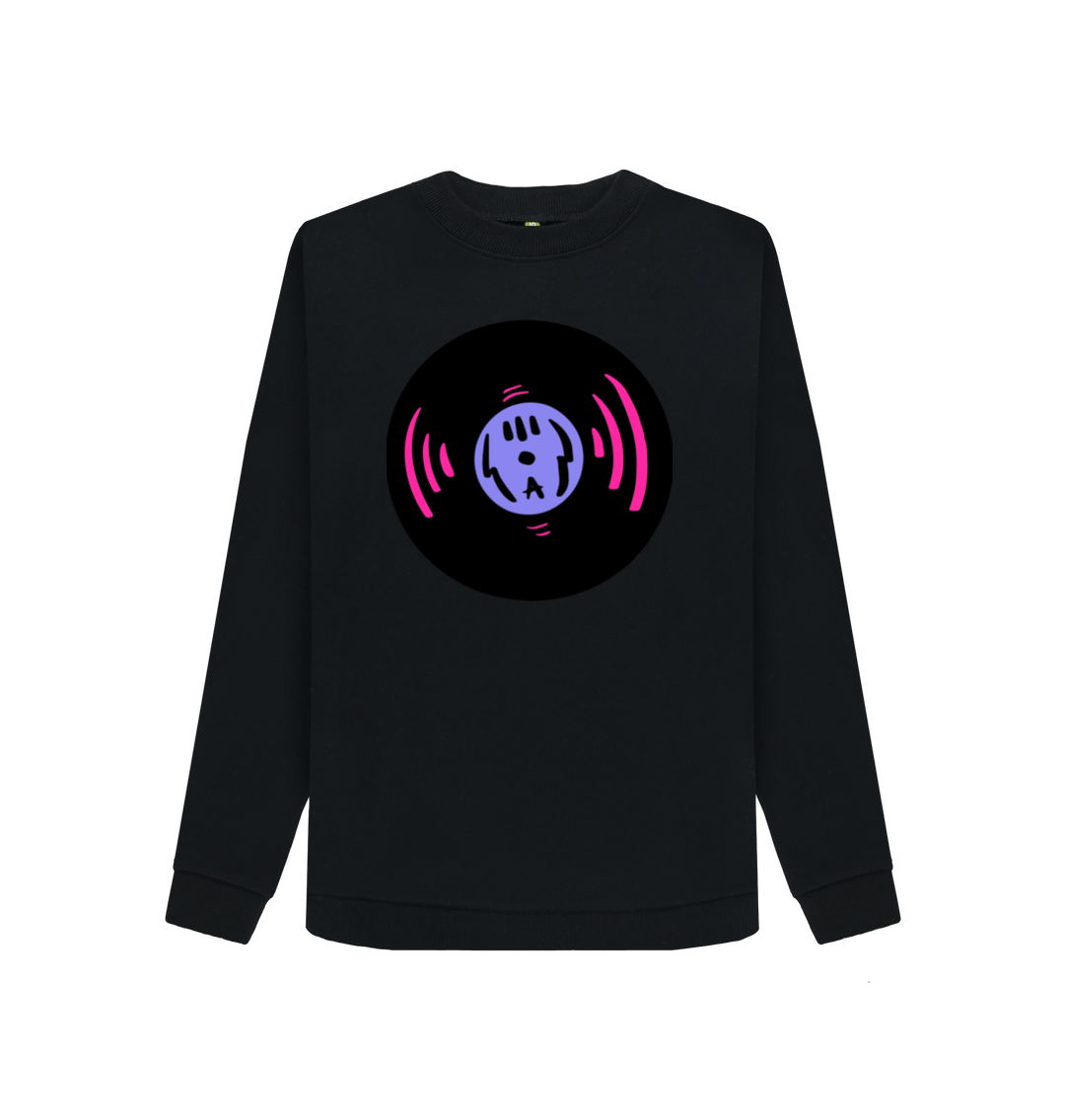Black Printed Sweater Front